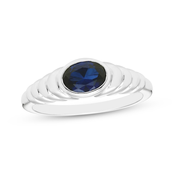 Oval-Cut Blue Lab-Created Sapphire Ring Sterling Silver