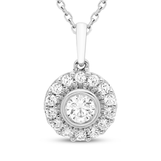 KAY Lab-Grown Diamonds Halo Necklace 1/3 ct tw 10K White Gold 18"