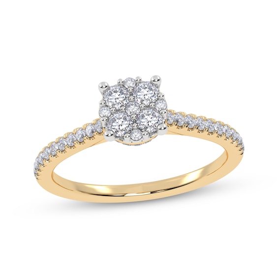Adore Round-Cut Multi-Diamond Hidden Halo Engagement Ring 3/8 ct tw 10K Yellow Gold