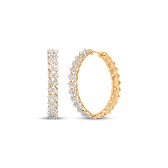 KAY Lab-Grown Diamonds Hoop Earrings 3/4 ct tw 24K Yellow Gold-Plated Sterling Silver