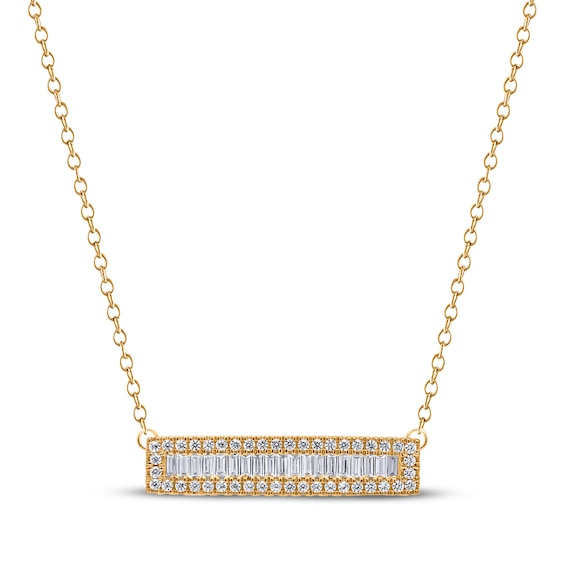 KAY Lab-Grown Diamonds Baguette & Round-Cut Bar Necklace 1/2 ct tw 24K Yellow Gold-Plated Sterling Silver 18"