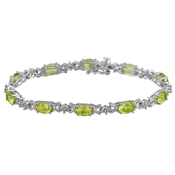 Oval Birthstone Bracelet with Diamond Accents (2 Stones)