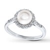 Cultured Pearl Ring Lab-Created Sapphire Sterling Silver