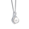 Cultured Pearl Necklace Lab-Created Sapphires Sterling Silver