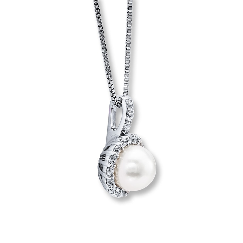Cultured Pearl Necklace Lab-Created Sapphires Sterling Silver