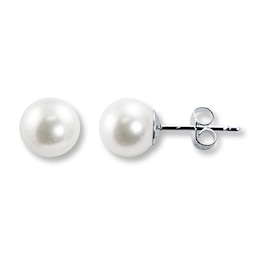 Cultured Pearl Earrings 14K White Gold