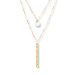 Layered Necklace Cultured Pearl 10K Yellow Gold