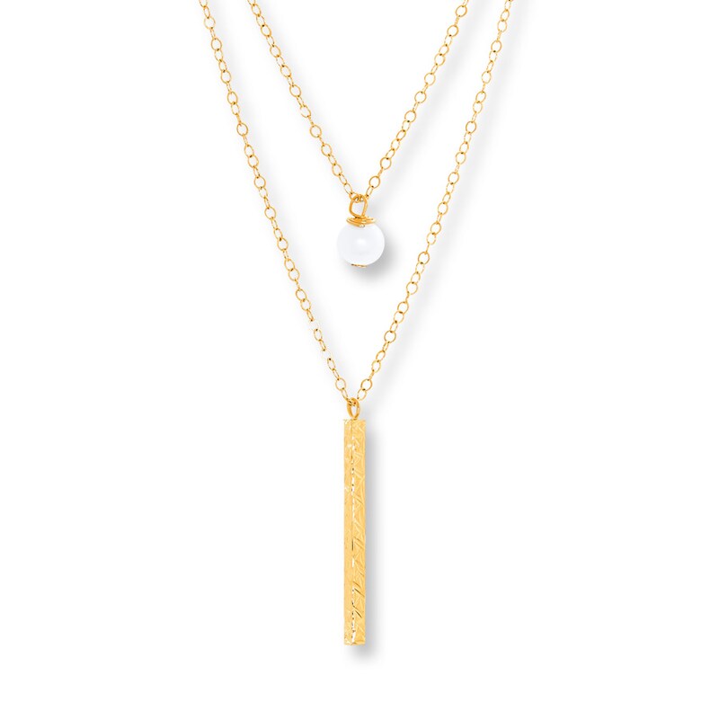 Layered Necklace Cultured Pearl 10K Yellow Gold