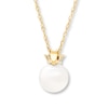 Cultured Pearl Necklace Lab-Created Sapphire 10K Yellow Gold