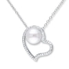 Cultured Pearl Necklace 1/10 ct tw Diamonds Sterling Silver