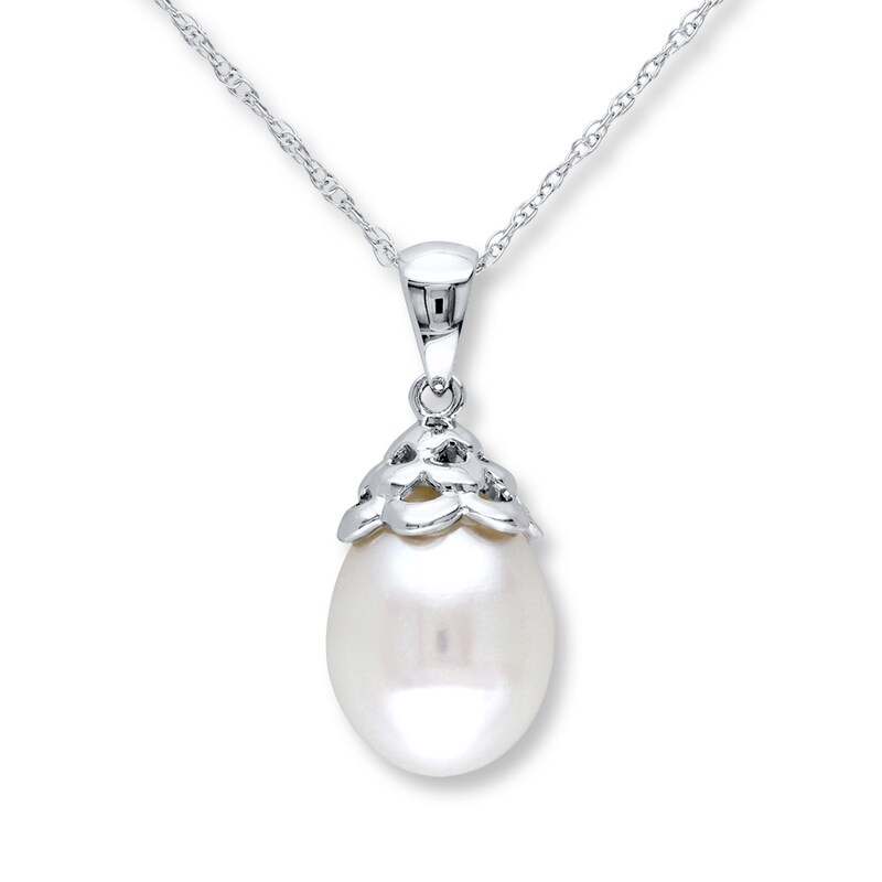 Main Image 1 of Cultured Pearl Necklace 10K White Gold