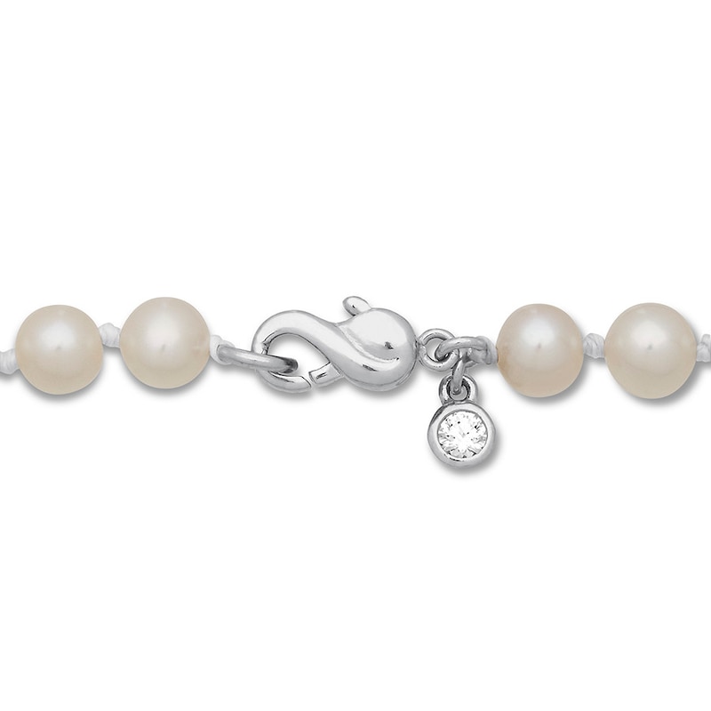 Cultured Pearl/Lab-Created White Sapphire Necklace