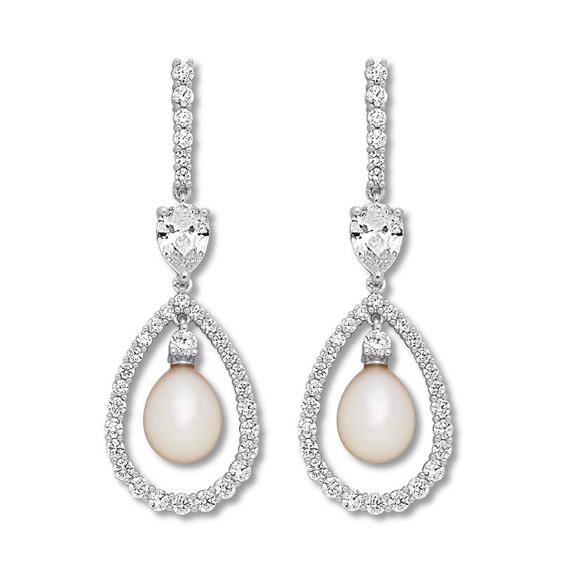 Main Image 2 of Cultured Pearl/Lab-Created White Sapphire Earrings