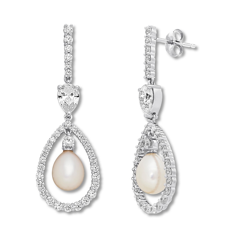 Main Image 3 of Cultured Pearl/Lab-Created White Sapphire Earrings