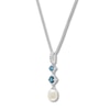 Thumbnail Image 1 of Cultured Pearl/Blue & White Topaz Necklace Sterling Silver