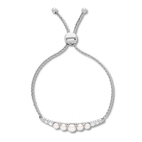 Cultured Freshwater Pearl Bolo Bracelet Sterling Silver