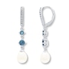 Thumbnail Image 0 of Cultured Pearl Earrings Blue/White Topaz Sterling Silver