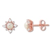 Children's Cultured Pearl Earrings White Topaz 10K Rose Gold