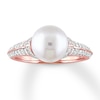 Thumbnail Image 1 of Cultured Pearl Ring 1/3 ct tw Diamonds 10K Rose Gold