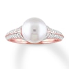 Thumbnail Image 0 of Cultured Pearl Ring 1/3 ct tw Diamonds 10K Rose Gold