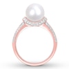 Thumbnail Image 2 of Cultured Pearl Ring 1/3 ct tw Diamonds 10K Rose Gold