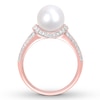 Thumbnail Image 1 of Cultured Pearl Ring 1/3 ct tw Diamonds 10K Rose Gold