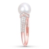 Thumbnail Image 3 of Cultured Pearl Ring 1/3 ct tw Diamonds 10K Rose Gold
