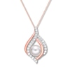 Thumbnail Image 0 of Cultured Pearl/Lab-Created White Sapphire Necklace 10K Gold