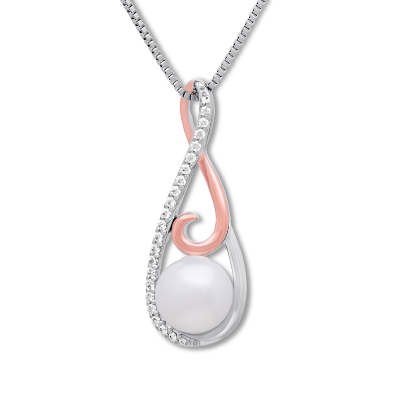 Cultured Pearl Necklace Sterling Silver/10K Rose Gold