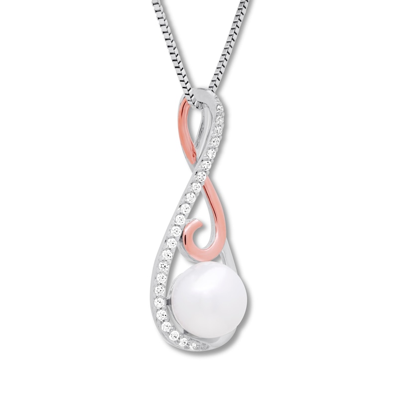 Cultured Pearl Necklace Sterling Silver/10K Rose Gold