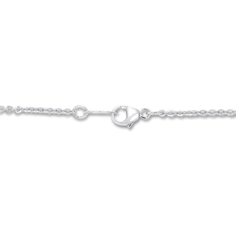 Main Image 3 of Freshwater Cultured Pearl & White Lab-Created Sapphire Cross Necklace Sterling Silver 19&quot;