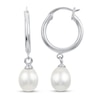 Thumbnail Image 0 of Cultured Pearl Dangle Hoop Earrings Sterling Silver