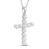 Thumbnail Image 2 of Freshwater Cultured Pearl Cross Necklace Sterling Silver 18&quot;
