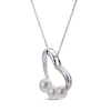 Freshwater Cultured Pearl Heart Necklace Sterling Silver 18"