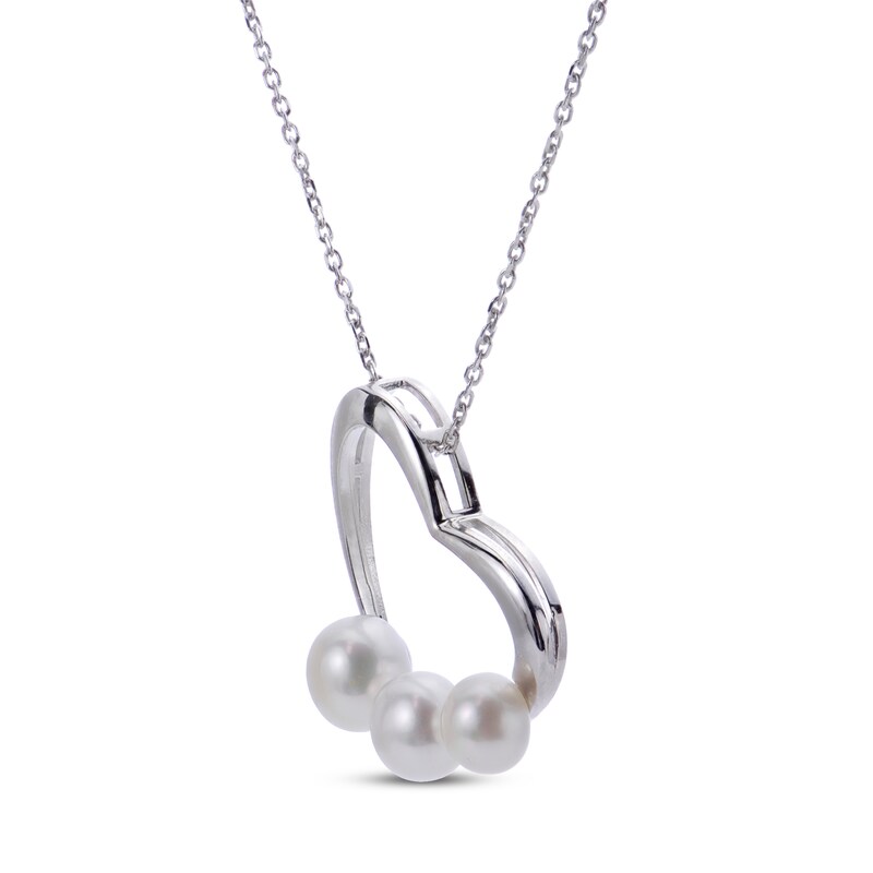 Main Image 2 of Freshwater Cultured Pearl Heart Necklace Sterling Silver 18"