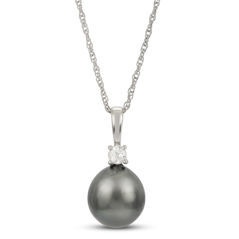 Tahitian Cultured Pearl Boxed Set White Topaz Sterling Silver