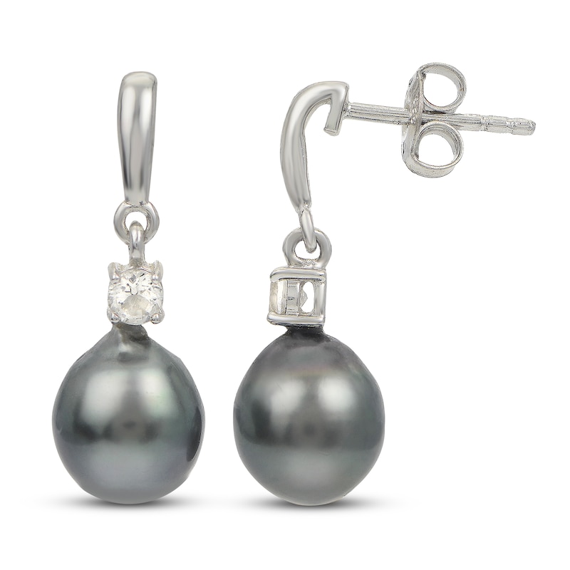 Tahitian Cultured Pearl Boxed Set White Topaz Sterling Silver