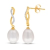 Thumbnail Image 0 of Freshwater Cultured Pearl Drop Earrings 1/10 ct tw Diamonds 14K Yellow Gold