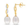 Thumbnail Image 0 of Freshwater Cultured Pearl Drop Earrings 1/10 ct tw Diamonds 14K Yellow Gold