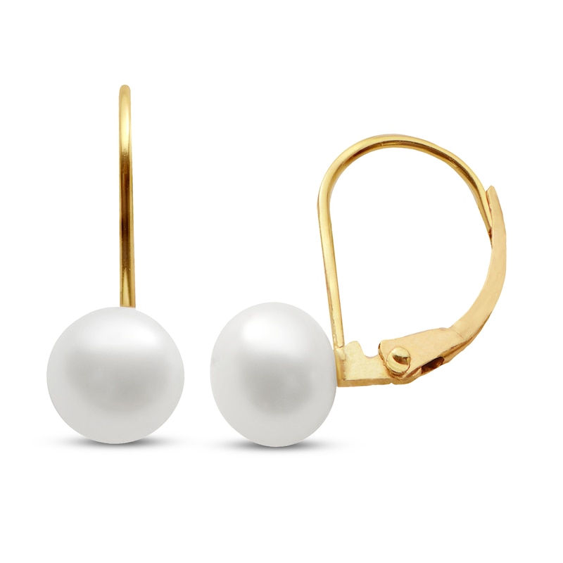 Freshwater Cultured Pearl Hoop Earrings 14K Yellow Gold