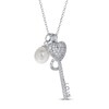 Thumbnail Image 1 of Freshwater Cultured Pearl & White Topaz Infinite Love Necklace Sterling Silver 18"