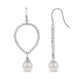 Cultured Pearl Dangle Earrings Sterling Silver