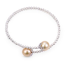 Golden Cultured Pearl Bangle Sterling Silver