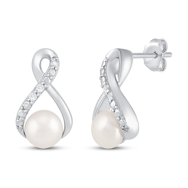 Cultured Pearl & White Topaz Earrings Sterling Silver