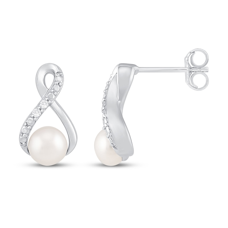 Cultured Pearl & White Topaz Earrings Sterling Silver