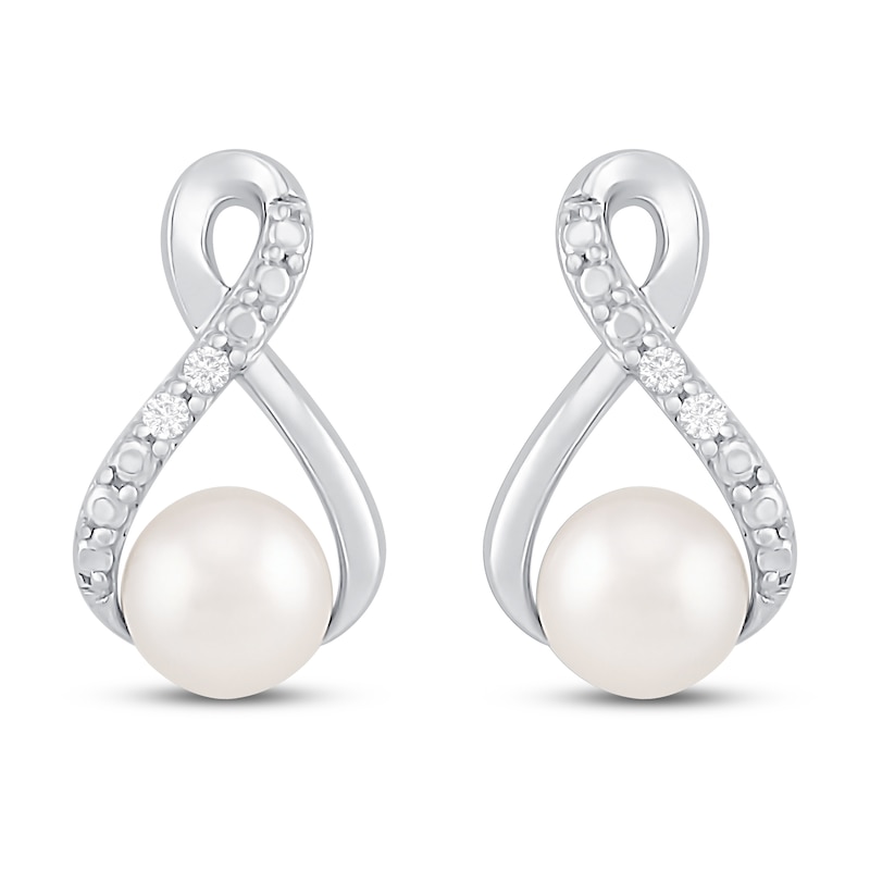 Cultured Pearl & White Topaz Earrings Sterling Silver