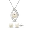 Thumbnail Image 0 of Cultured Pearl & White Lab-Created Sapphire Boxed Set Sterling Silver