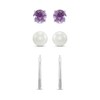 Amethyst/Cultured Pearl/Sterling Silver Earrings Set