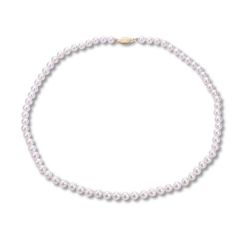 Akoya Cultured Pearl Necklace 14K Yellow Gold 18"