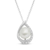 Thumbnail Image 0 of Cultured Pearl & Diamond Necklace Sterling Silver 18"